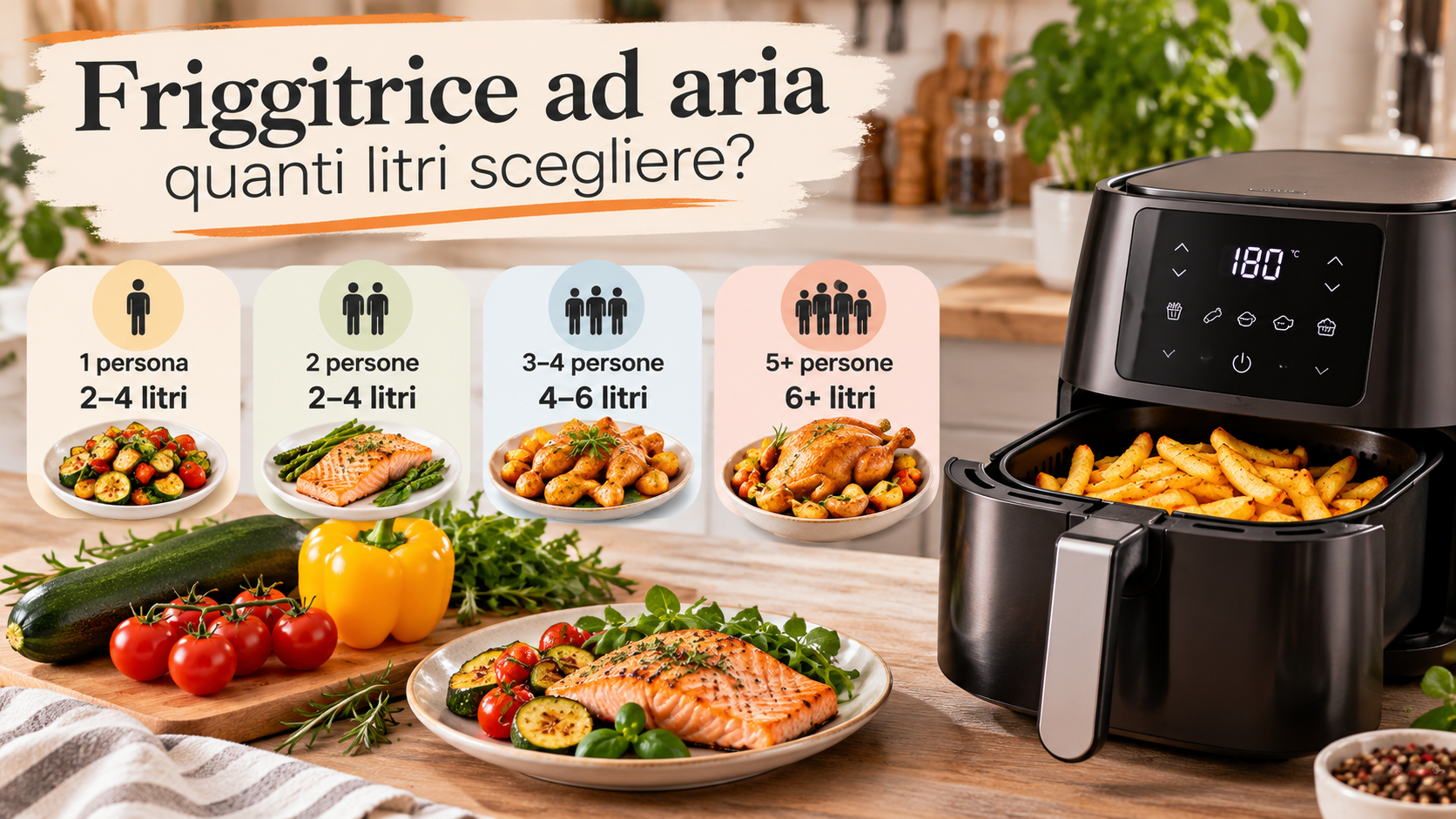 Friggitrice ad aria: quanti litri scegliere? Guida in base al numero di persone